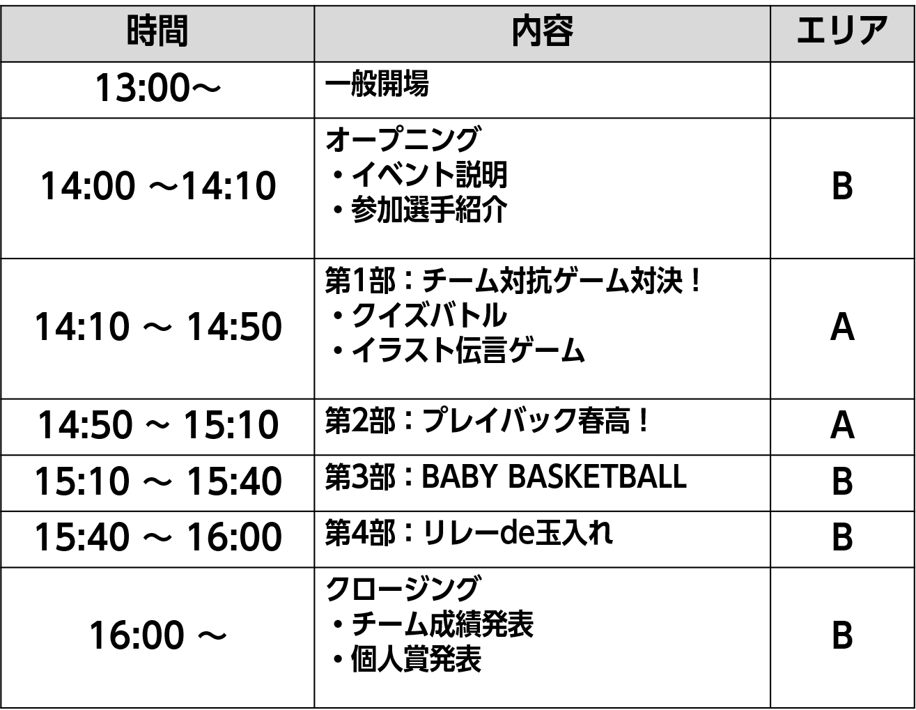 タイムスケジュール