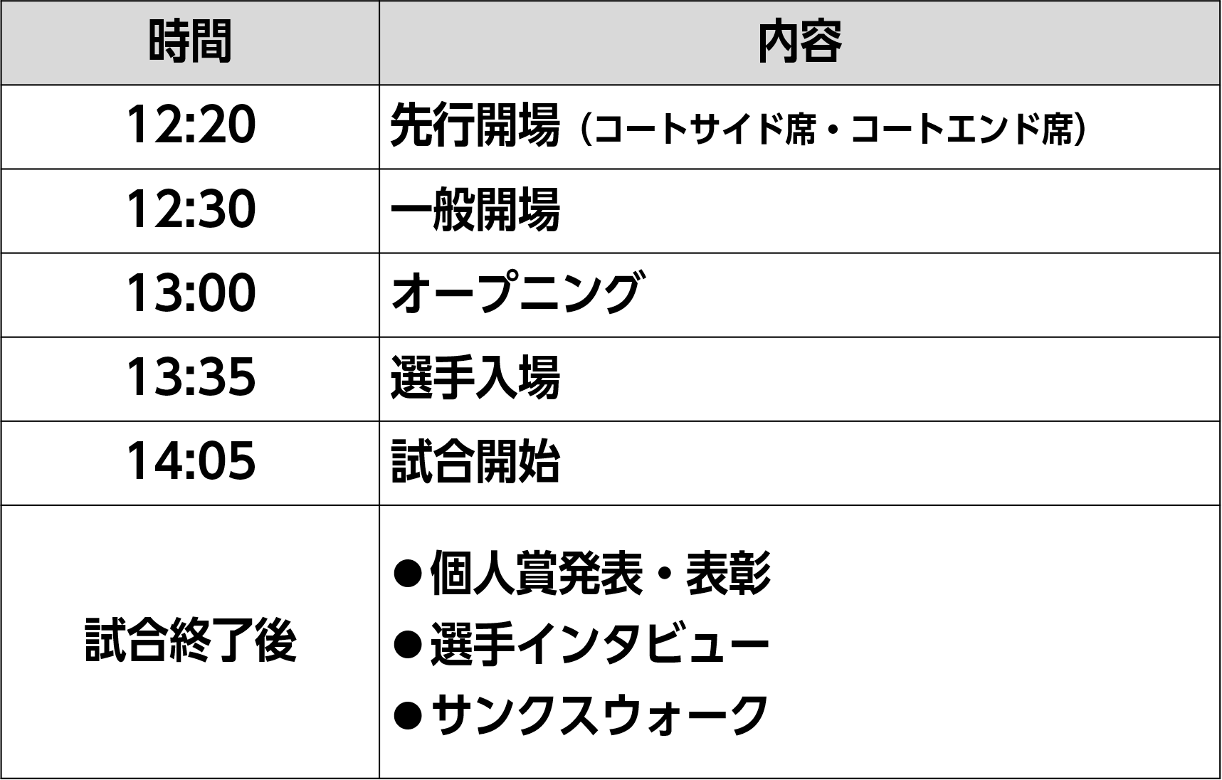 タイムスケジュール