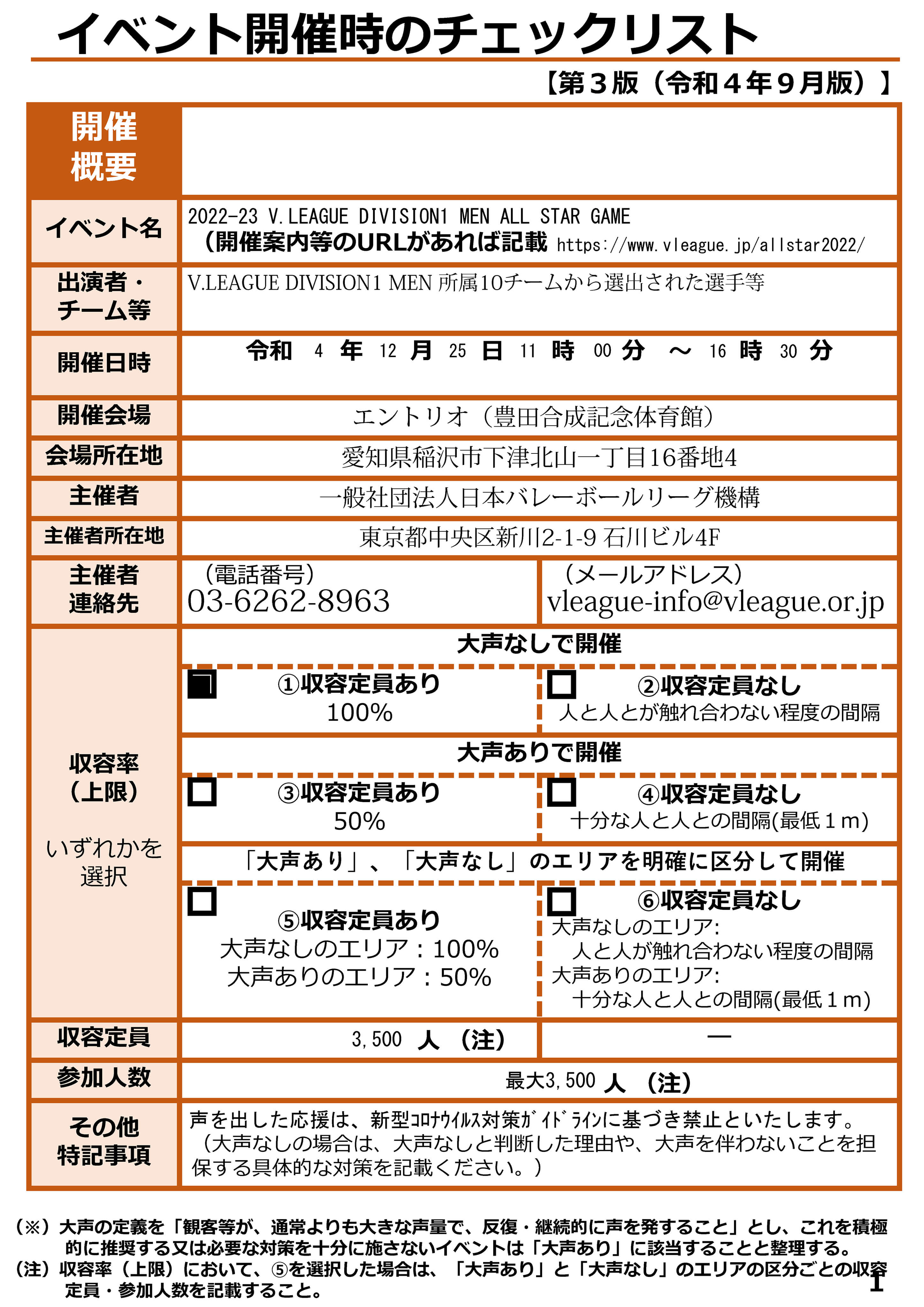 イベント開催時のチェックリスト
