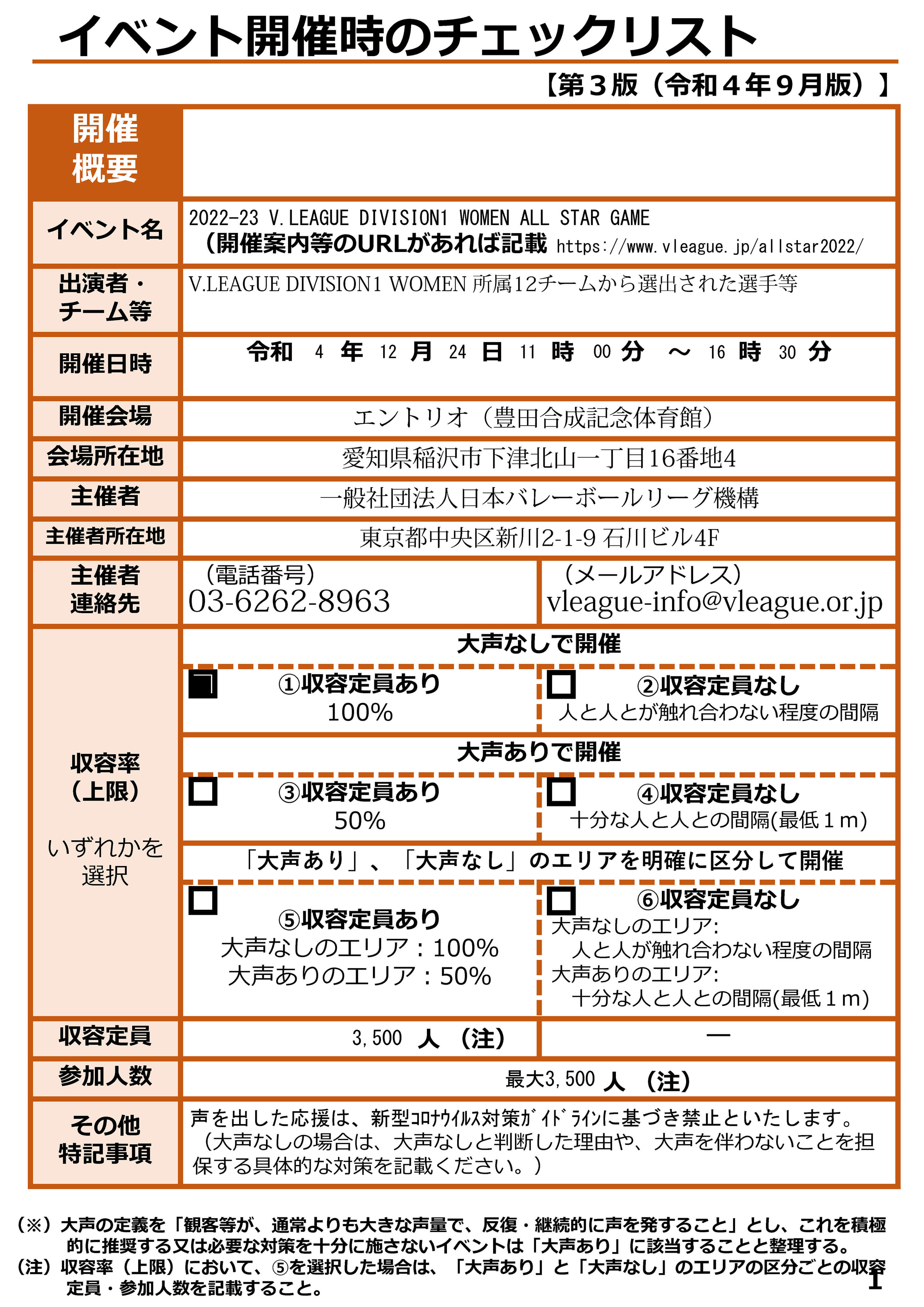 イベント開催時のチェックリスト